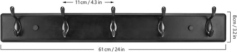 Wooden Coat Rack, Wall-Mounted Organizer for Closet, Entryway, Hallway, Foyer, Bedroom, Heavy Duty Double Hooks for Hanging Towels, Bags, Hats, Ja...