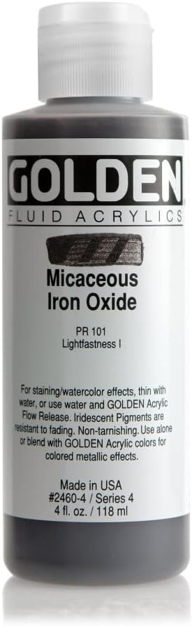 Golden Fluid Acrylic, 4 Ounce Bottle, Iridescent Mica Iron Ox...