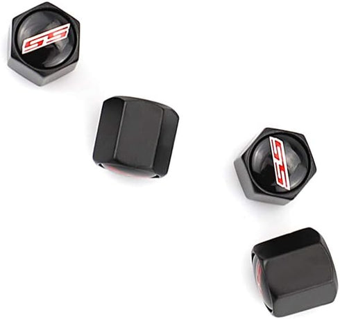 4Pcs Valve Stem Air Caps Red SS Logo Car Tire Covers Rustproof Zinc Alloy Chrome for Chevy Camaro Ford Styling Decoration Accessories(Tires Parts ...