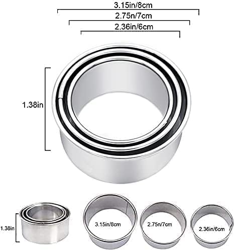 Biscuit Cutters, Round Cookie Cutters/Stainless Steel Dumpling Cutters/Cake Pastry Cutters/Scone Cutters Molds stamps for Cooking Baking (3Pcs, Pl...