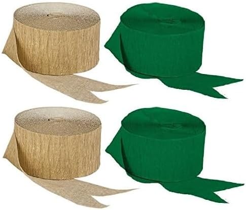 Green and Dark Metallic Gold Crepe Paper Streamers (2 Rolls Each Color) MADE IN USA!...