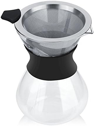 Yosoo Coffee Maker Pot, Manual Hand Drip Coffee Maker Glass Pot with Stainless Steel Filter, 400ml...
