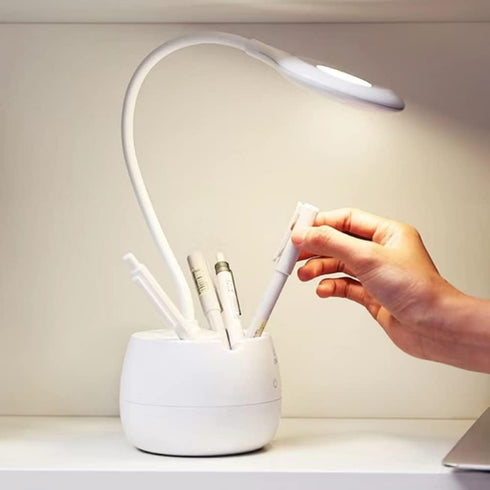 LED Desk Lamp with Pen Holder, Flexible Gooseneck Adjustable Brightness Level Reading Light, 2000mAh Rechargeable Eye-Caring with USB Port Touch C...