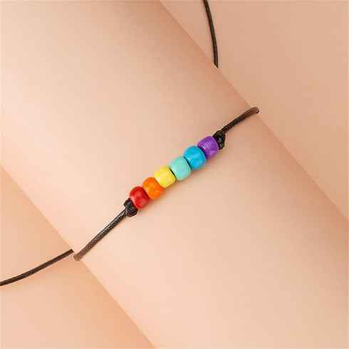 Bohemian Seed Bead Beaded Bracelet Anklet Colorful Rainbow LGBT Pride Bracelet LGBT BFF Friendship Bracelets for Women Men Teen Jewelry Adjust...