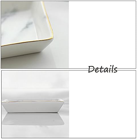 Marble Ceramic Ring Dish Jewelry Dish Ring Holder Jewelry Tray Organizer with Golden Edged Home Decor Wedding Gift (Marble, Medium)...
