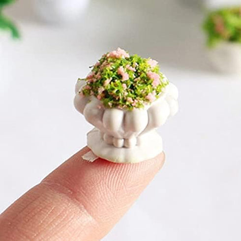 4 Pcs Dollhouse Potted Plants,Miniature Artificial Plant Bonsai,Mini Flowerpot,Miniature Dollhouse Kit,Doll House Mini Plant,for 1:12 Dollhouse De...