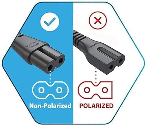 6FT LG TV Power Cord for LG TV 24" 28" 32" 40" 43" 48" 49" 50" 55" 60" 65" 75" 80" 85" LCD HD Smart 4K TV 2 Prong AC Power Cable, 43LH570A 55UH609...