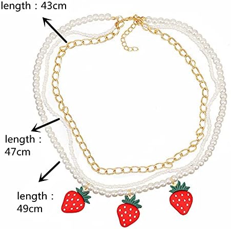 Multilayer Fruit Strawberry Pineapple Pendant Pearl Choker Colorful Beads Flowers Necklace Party Cute Women Bohemia Handmade Jewelry...