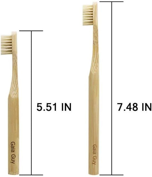Gaia Guy Natural Bristle Bamboo Toothbrush Family Pack (NO Nylon - Boar Hair ONLY) - Totally Compostable & Biodegradable Boar Bristle and Bamboo T...