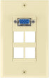 VGA + 4 port Keystone Wall Plate (Ivory)...