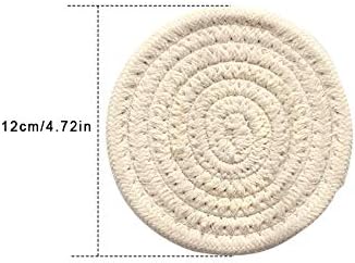 Gracelife 6pcs Cup Mat Pure Cotton Thread Weave Round Drink Hot Pads Mats Set Absorbent Scald-proof Drink Coasters (Beige)...