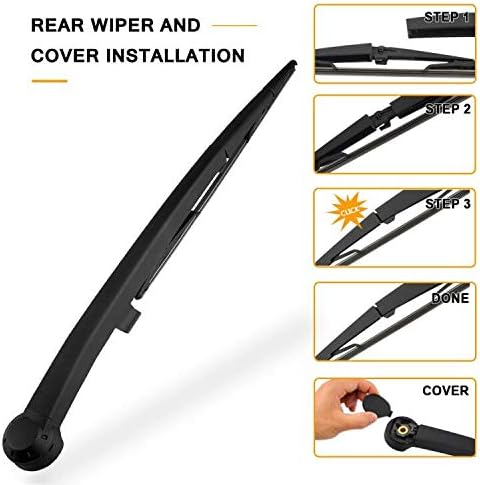 AUTOBOO Rear Wiper Blade Arm Replacement for Jeep Grand Cherokee 2005 2006 2007 2008 2009 2010 With 14 inch Rear Wiper Blade -Original Factory Qua...