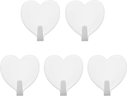 5PCS 40 * 45mm Stainless Steel Heart-Shaped Hook Heart Shaped Multifunctional Self Adhesive Door Hook Coat Hooks Wall Mounted Coat Rack Closet Hoo...