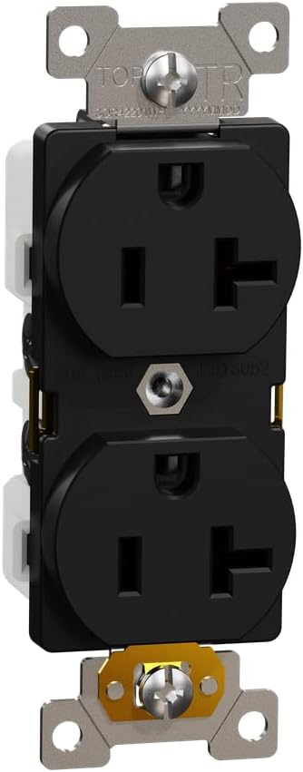 Square D by Schneider Electric Square D X Series 125V Tamper Resistant Heavy Duty Duplex Outlet, 20 Amp, Matte Black...