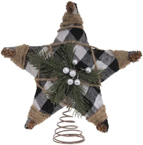 Buffalo Check, Jute and Pine Tree Topper Christmas Tree Topper...