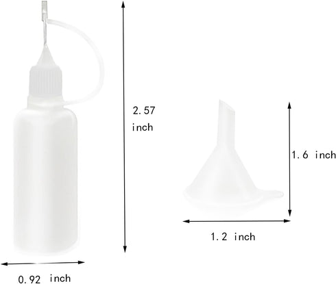XYSMZM 12 Pcs 0.5 Ounce Precision Tip Applicator Bottles, 15ML Needle Tip Glue Bottles for DIY Paper Quilling Craft, with 2 Mini Funnel, White Lid...
