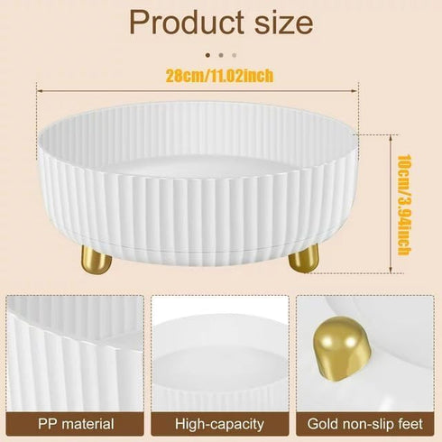 Deluxe 360° Rotating Makeup & Perfume Organizer: Chic Lazy Susan Cosmetic Storage with Spacious Capacity - Elegant Round Display Tray for Jewelry,...