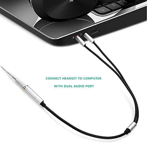 NANYI Headset Splitter Cable for PC 3.5mm Jack Headphones Adapter Convertors forPC 3.5mm Female with Headphone/Microphone Transform to 2 Dual 3.5m...