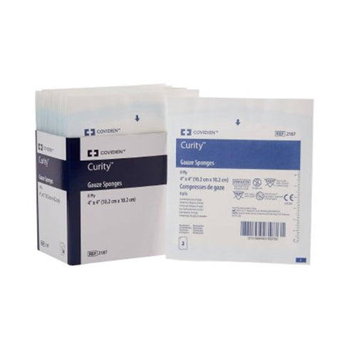 Covidien 2187 Curity Gauze Sponge, Sterile 2's in Peel-Back Package, 4" x 4", 8-ply (Pack of 50)...