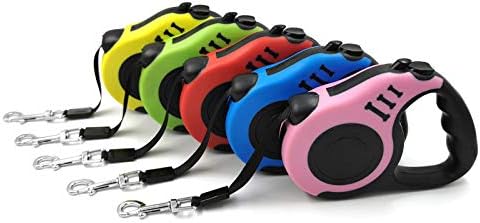 360° Tangle-Free Retractable Automatic Dog Leash | 16 ft Strong Nylon Tape | One-Handed Brake, pause, Lock (Red, Large)...