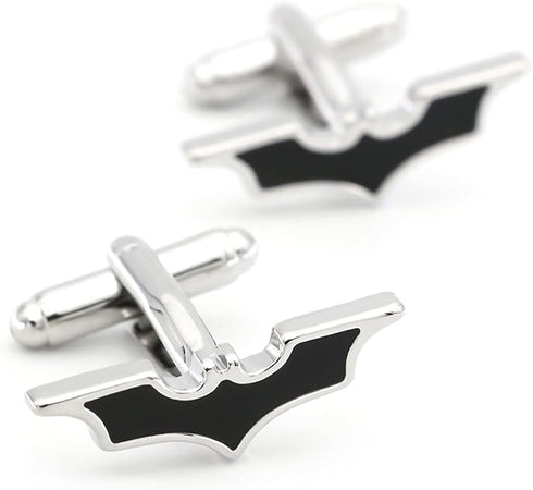 Bat Cuff Links Black Color Movie Superheroes Design Cufflinks with Gift Box...