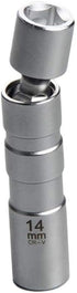 QISF 14MM & 16MM Thin Wall Magnetic Swivel Spark Plug Socket - 3/8-Inch Drive 12-Point Spark Plug Socket Removal Tool - Swivel Extension Permits A...