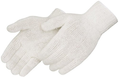 Liberty Glove & Safety K4517Q/M Cotton/Polyester Regular Weight Plain Seamless Knit Glove with Elastic String Knit Wrist, Medium, Natural White (P...
