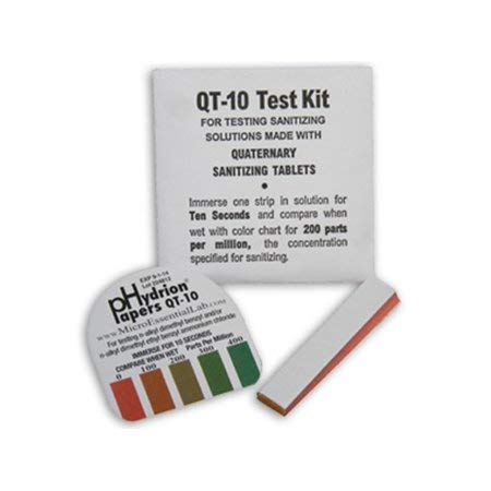 Steramine Quat Sanitizer Test Strips, 15 Litmus Paper Each Envelopes, Kit of 2X QT-10 Test Strips to Measure 0-400 PPM, Quat Test Strips for Testi...