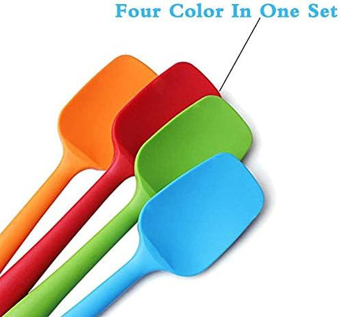 Food Grade Silicone Spatula Set Heat Resistant Small Rubber Spatulas,4 piece Silicone Spoonula Spatula Non-stick Baking Curved Spatulas Multicolor...