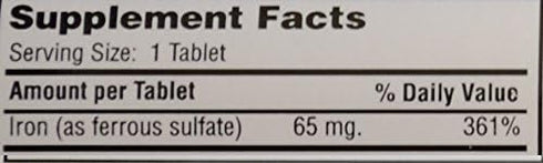 Ferrous Sulfate FC 325mg (5GR) Generic for Feosol Red Tablets 100 Tablets per Bottle 3 Pack Total 300 Tablets...