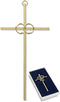 Interlocking Wedding Rings 8 Inch Brass Cross in Gift Box...