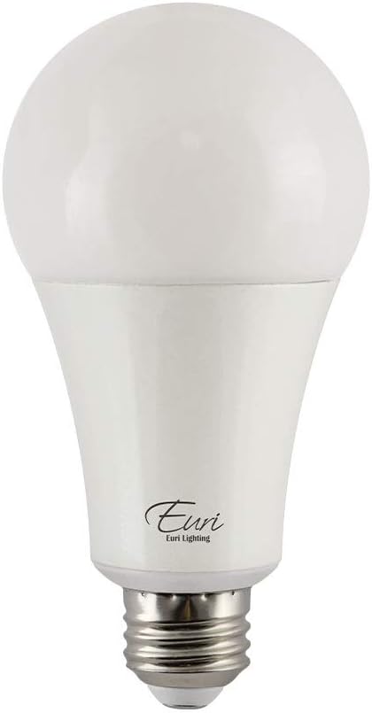 Euri Lighting EA21-22W1040eh, LED A21 22W (150W Equivalent), 2550lm, Dimmable, 4000K (Bright White) E26 Base, Fully Enclosed Rated, Damp Rated, UL...