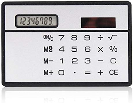 8 Digit Silver and Black Ultra Thin Solar Power Calculator with Touch Screen Credit Card Design Portable Mini Calculator for Business School Basic...