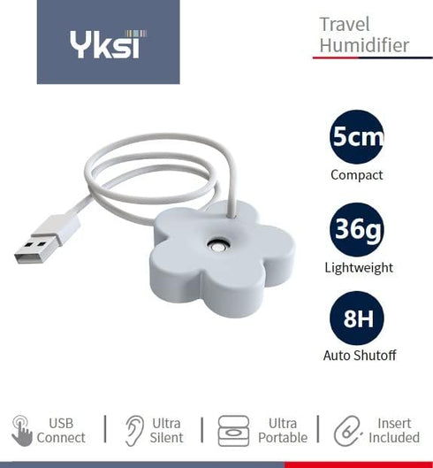 YKSI Mini Portable Travel Humidifier, Small USB Desktop Humidifier for Travel, Office, Hotel Room, Bedroom, Small Space, Container Diversity, 8 Ho...