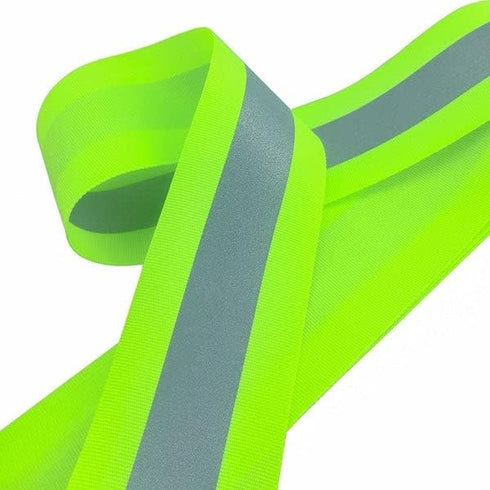 Sew on High Visibility Hi Vis Retro Reflective Fabric Tape (2" x 10 yds, Lime/Silver)...