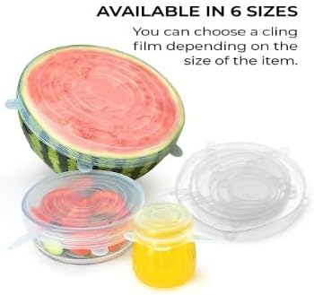 12pcs Reusable Silicone Stretch Lids - Eco-Friendly, Durable Food Storage Silicone Covers for Bowl - 6 Different Sizes to Meet Most Containers, Di...