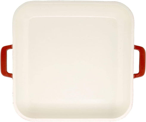 Heiss® Energy-Efficient Cast Aluminum Mini Square Grill Pan for Serving, 10 Ounce, 6" x 6", Red/White...
