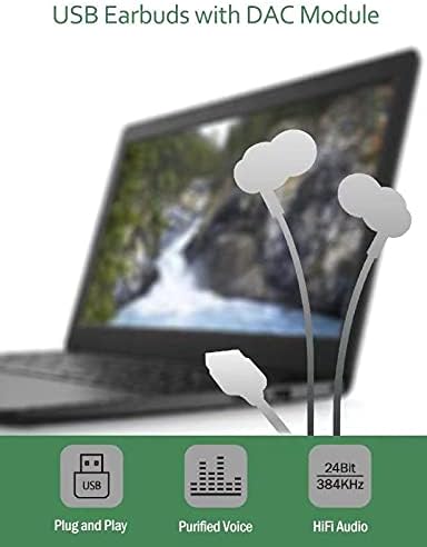 USB Earbuds Headphones for Computer, Noise-Isolation in-Ear Earphones with Microphones, USB DAC & 1.8M Cord, Universally Compatible with Laptop, D...