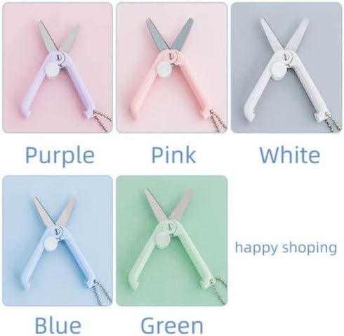 Purple Mini Folding Scissors with Key Chain Mini Telescopic Small Foldable Scissors Portable Safe Pocket Travel Scissors Retractable Kids Shears S...