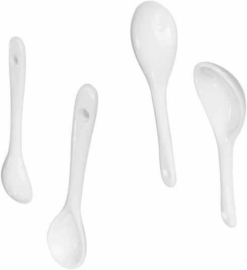 3 sets of 8 Color Porcelain Egg Spoons Ceramic Spoons 4.7 inch Coffee Dessert Yogurt Tea Milky Tea (16 pcs)...
