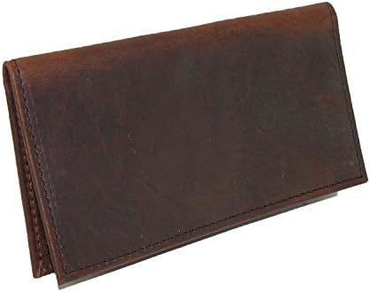Boston Leather Unisex Textured Bison Leather Checkbook Cover, Check Book Protection Dark Pecan...