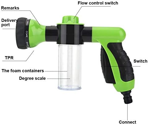 High Pressure 8 in1 Car Wash Brush Foam Gun Garden Hose Nozzle Foam Cannon Bottle Soap Sprayer,Watering plants,Showering pet,Wash Car...