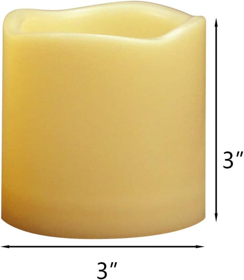 Outdoor Battery Operated Flameless Candles with Timer, Realistic Flickering Plastic Fake Electric LED Pillar Lights Waved Edge for Home Garden Wed...