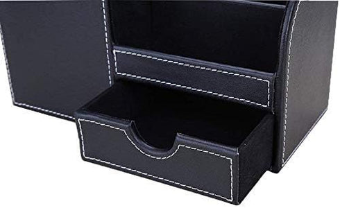 KINGFOM Desk Organizer Office Supplies Caddy Pu Leather Multi-function Storage Box Pen/Pencil,Cell phone, Business Name Cards Remote Control Holde...