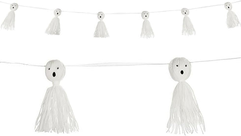 Yarn Ghosts with Googly Eyes Tassel Garland - 5" x 10.5" (1 Count) - Spooky Fun Halloween Decor for Parties & Homes...