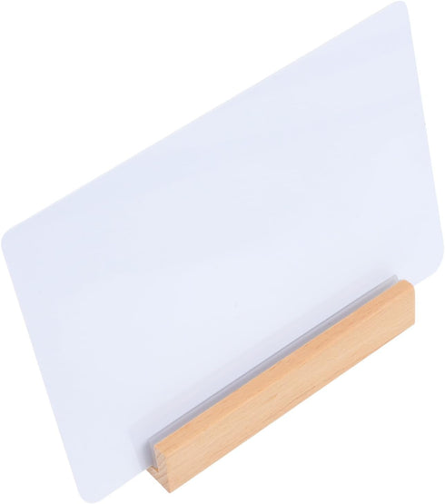 Glass Whiteboard Dry Erase Writing Board Message Board Base Bulletin Board Desktop Notice Board Sign with Base (A6 Size) Glass Whiteboard Wood Mem...