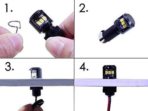 Oznium Side View LED Bolt - 12V LED Side Emitting Light for Bumper, Grille, Cars Interior, Dash, Ambient Lighting, Motorcycle with Aluminum Housin...