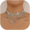 Rhinestone Choker Necklaces Silver Neck Chain Sparkly Tassel Necklace Dainty Party Prom Necklace Jewelry for Women...
