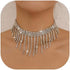 Rhinestone Choker Necklaces Silver Neck Chain Sparkly Tassel Necklace Dainty Party Prom Necklace Jewelry for Women...