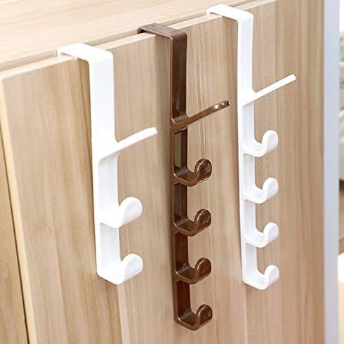 5 Layers Over The Door Hook Organizer Rack Hanger Backpack Handbag Door Hook, Pack of 2 (Black)...